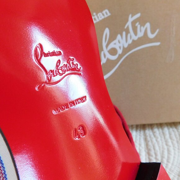 NIB Louboutin Dandelion slip on embroidered loafer Pic Nic stripe toile flat 43 - Picture 8 of 16